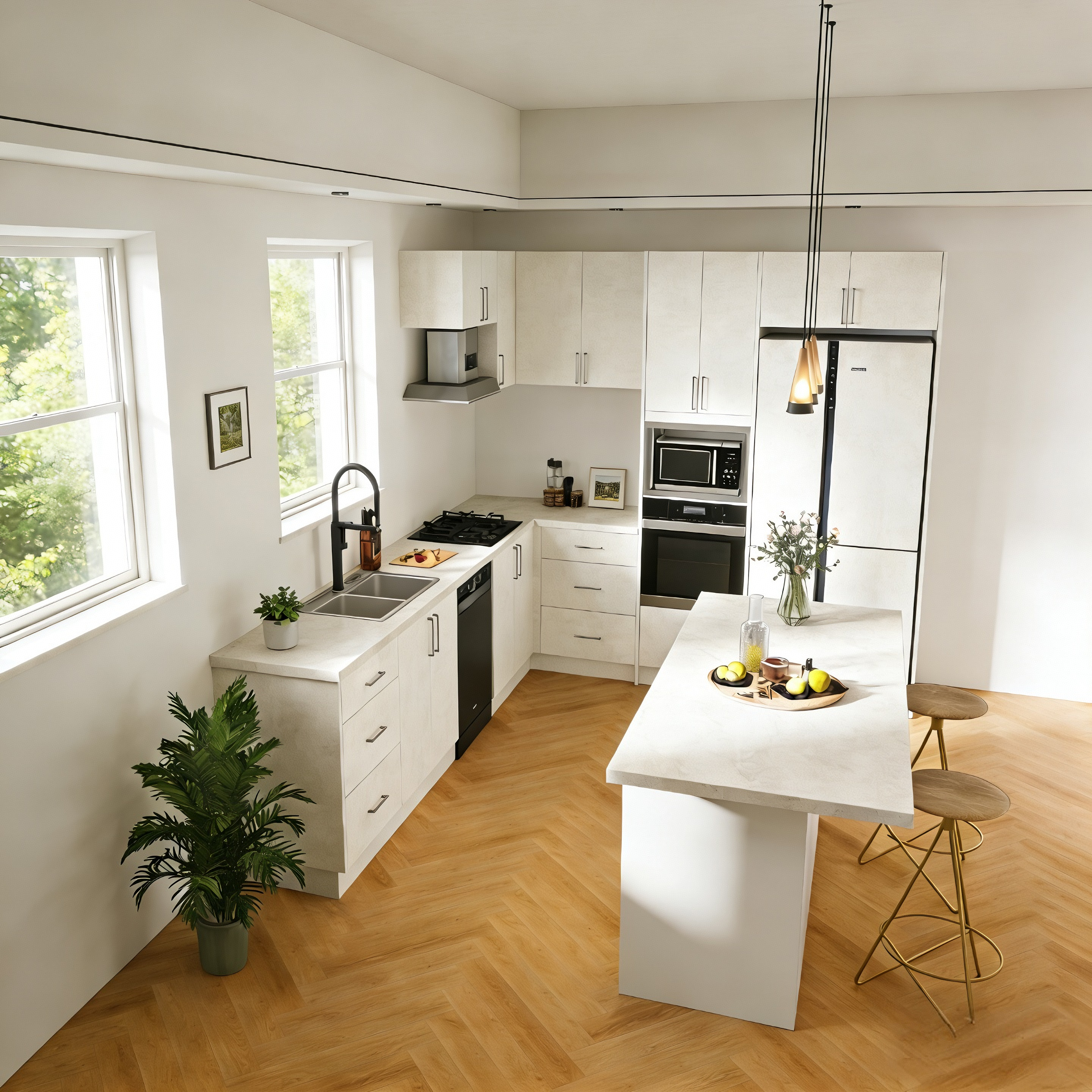 L-Shape Plus Kitchen (Bianca) 1